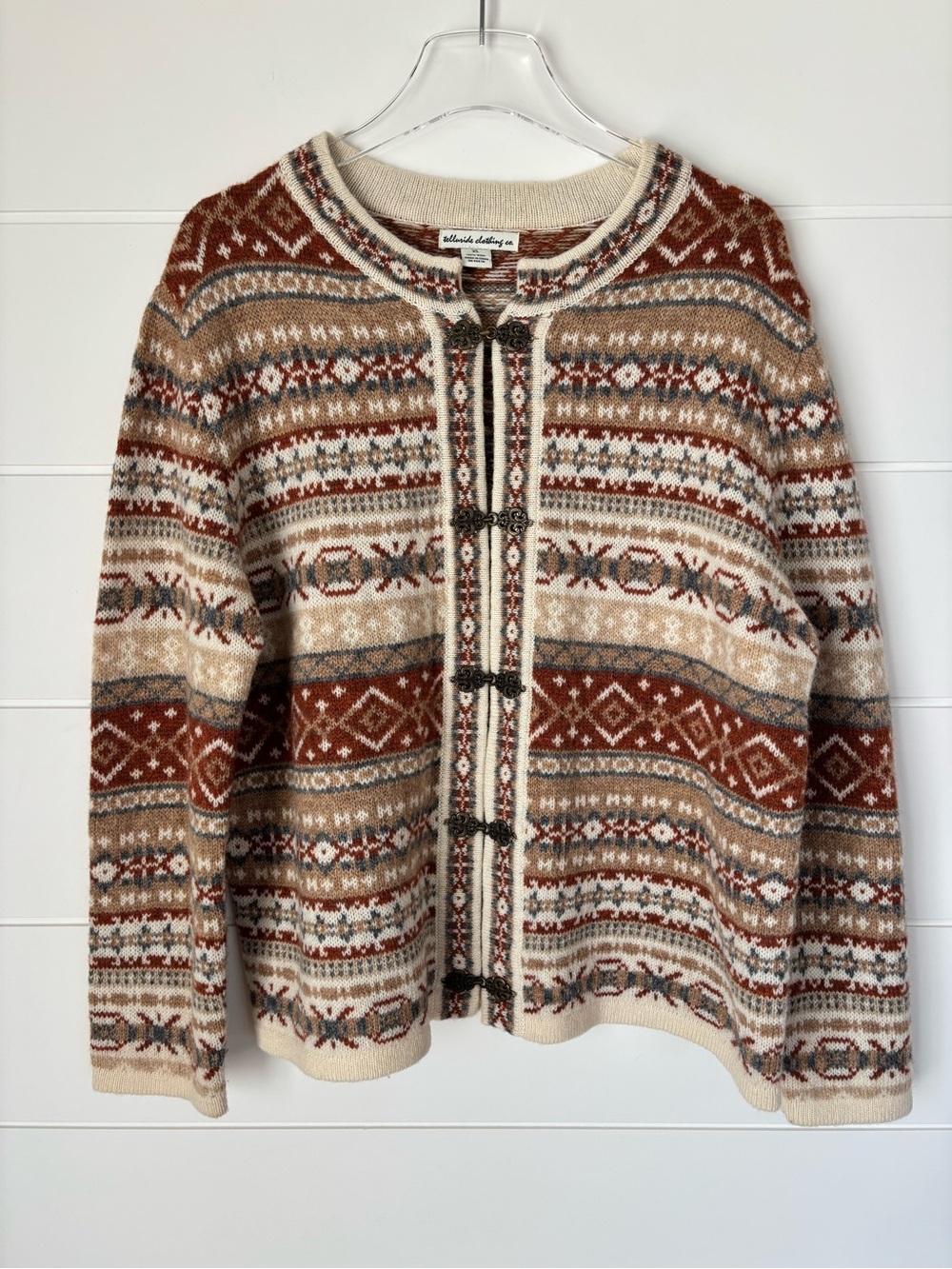 Telluride Clothing Co. 100% Wool Fair Isle Cardigan Sweater Women's XL - Picture 13 of 13